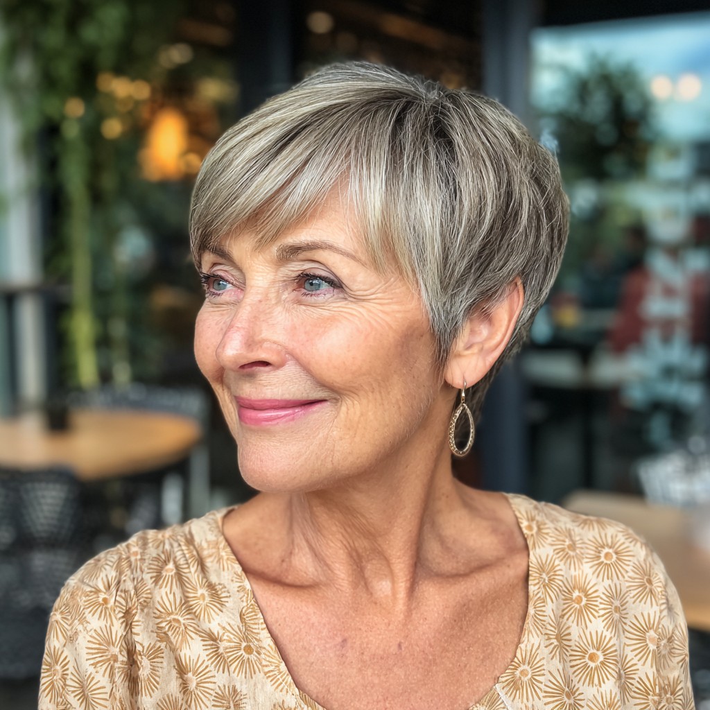 Chic Textured Pixie Cut with Silver Highlights