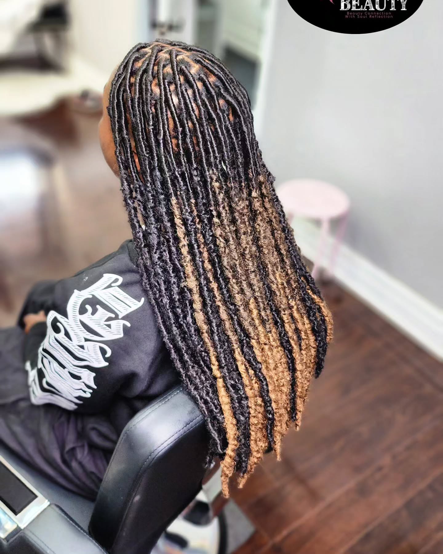 Chic Waist-Length Box Braids with a Touch of Ombre