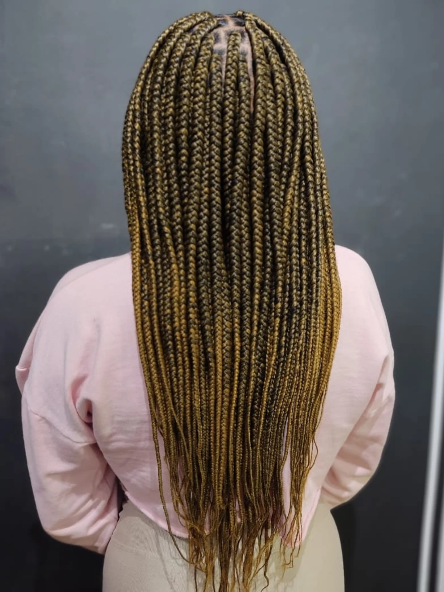 Chic Waist-Length Box Braids with Ombre Effect