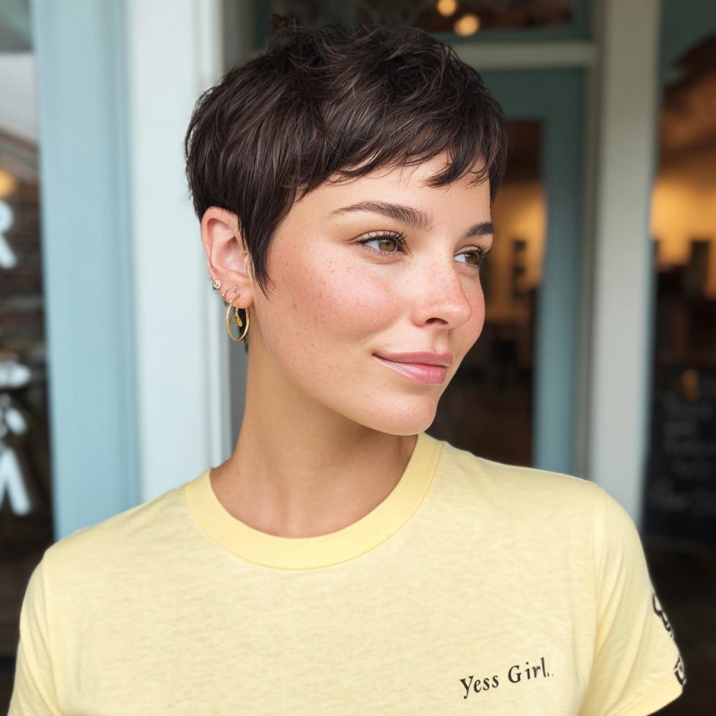 Choppy Textured Pixie with Soft Fringe
