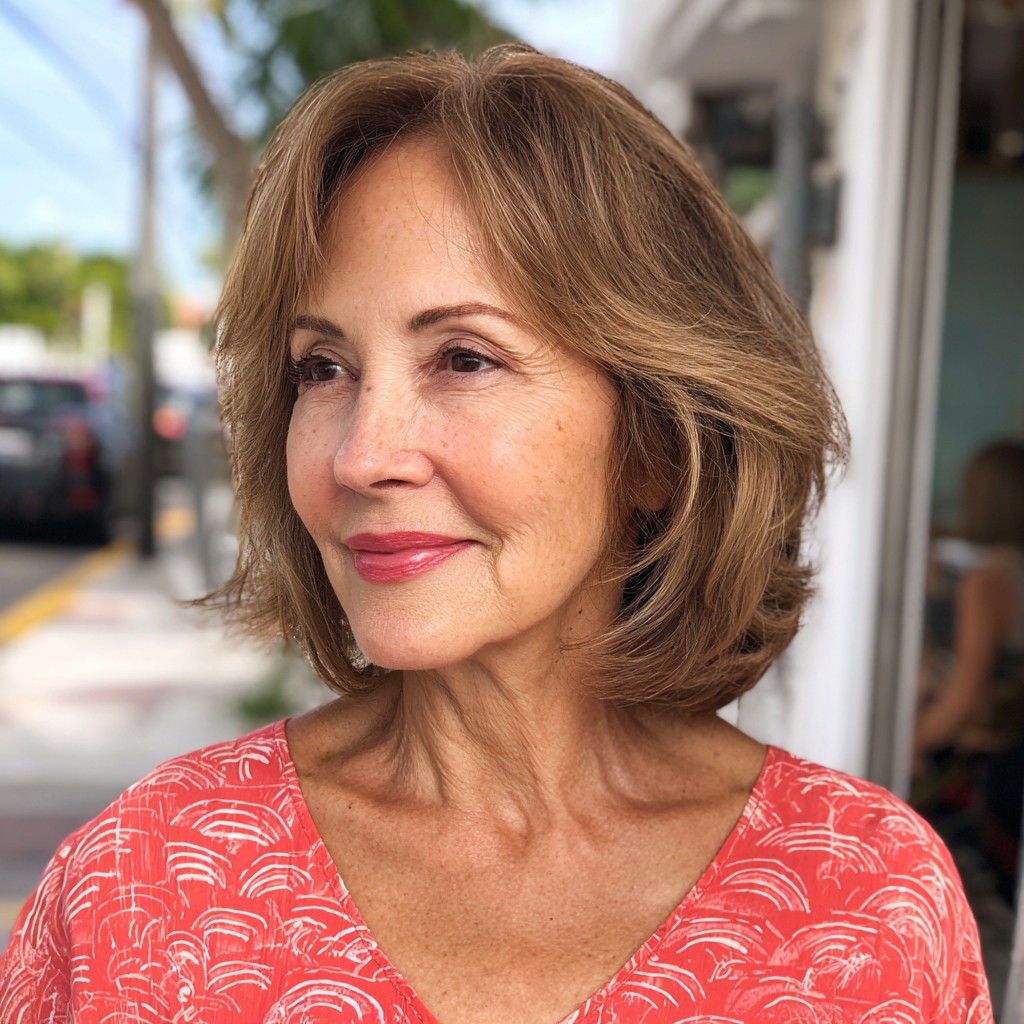 Classic A-Line Bob with Warm Caramel Highlights