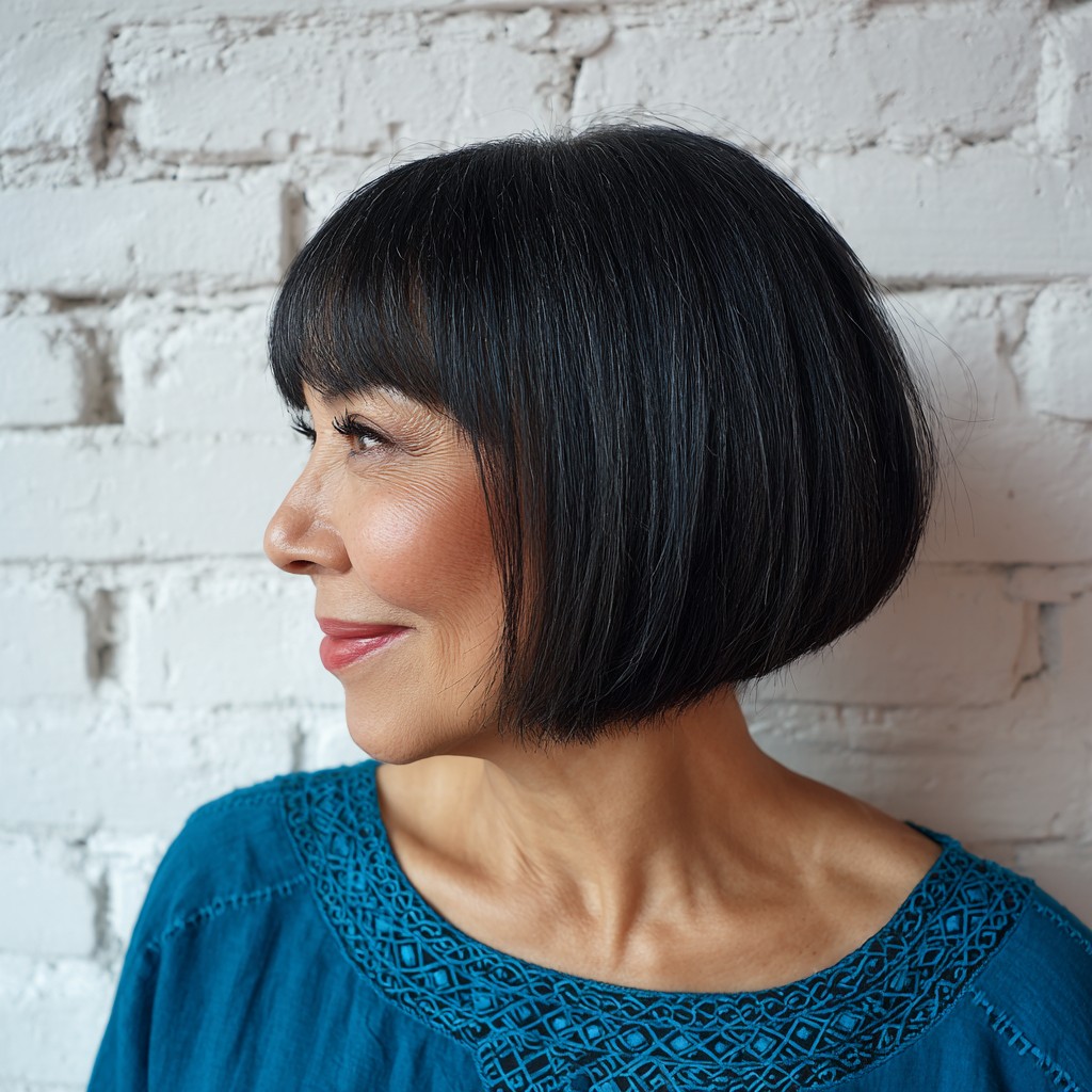 Classic Sleek Blunt Bob with Soft Bangs