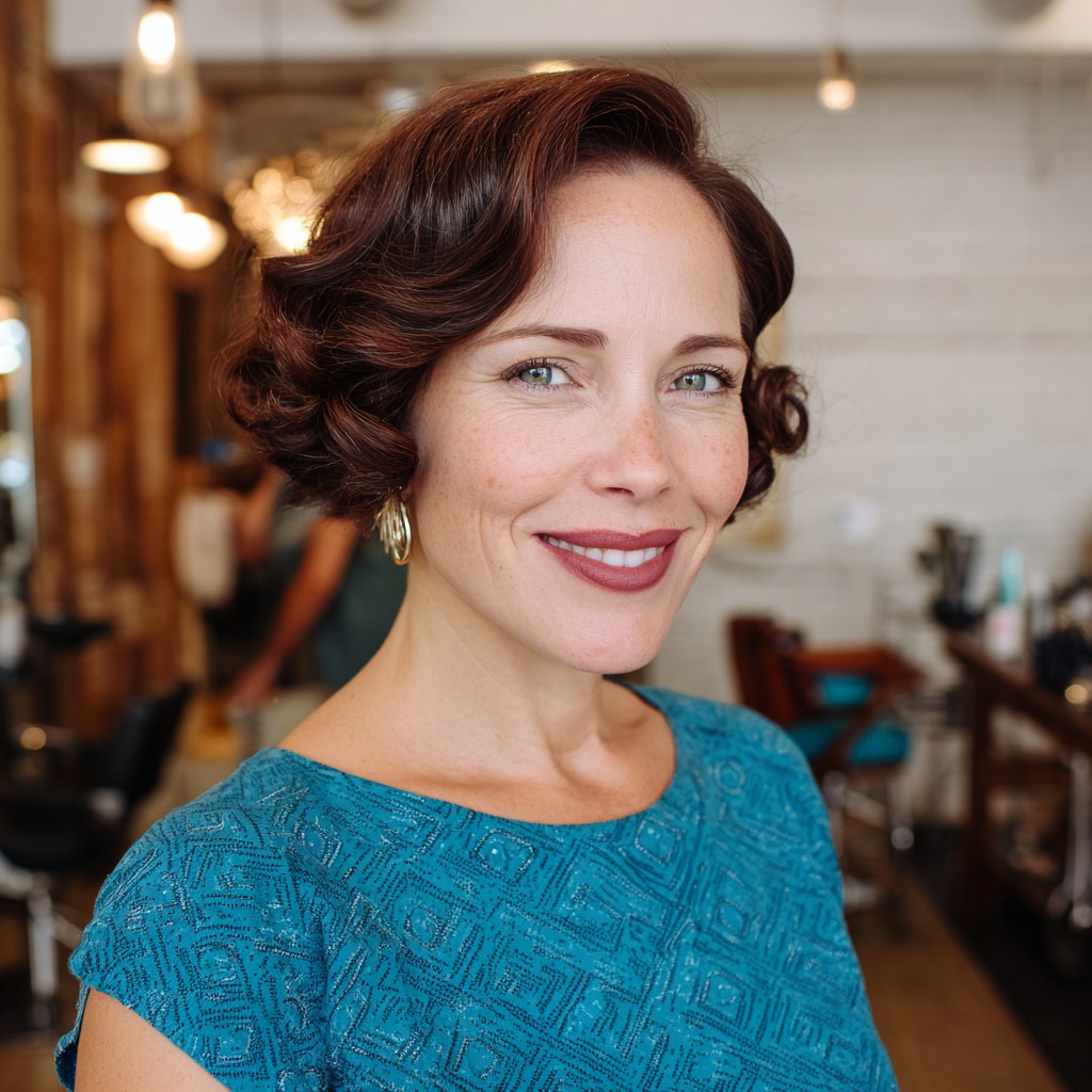 Classic Vintage-Inspired Short Bob with Defined Curls