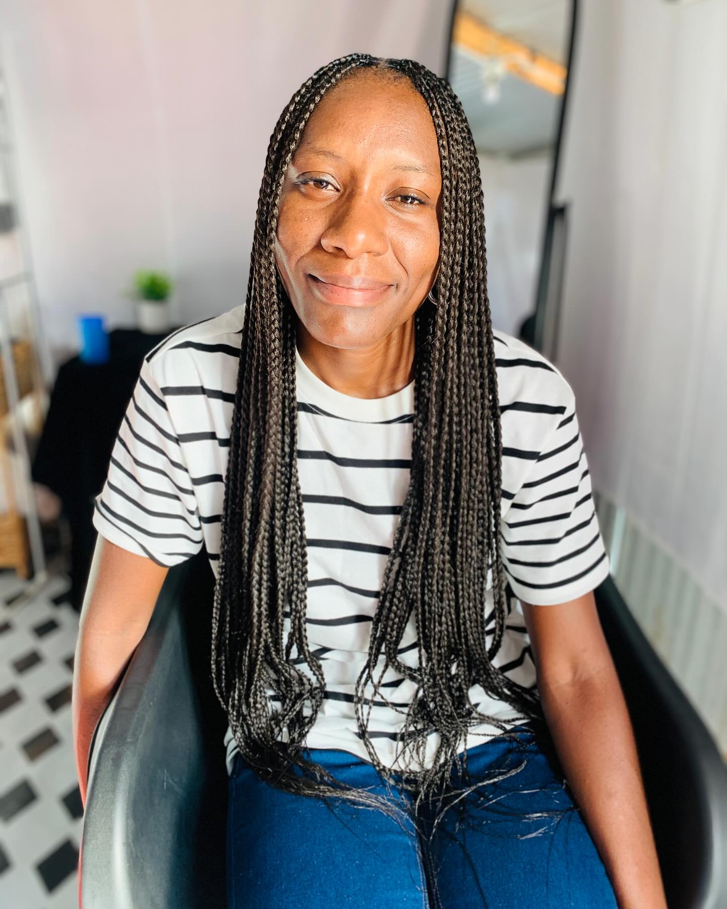 Classic Waist-Length Box Braids with Natural Texture