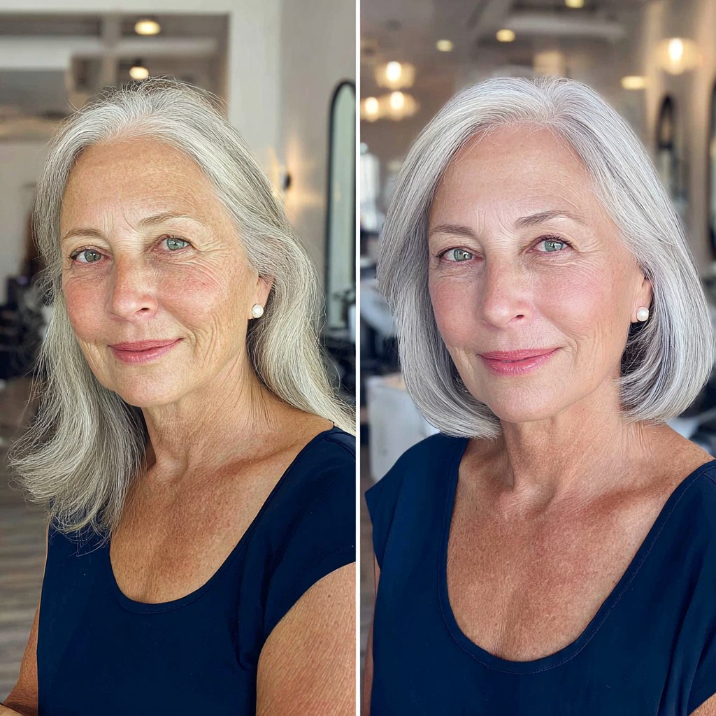 Elegant Silver Bob with Subtle Movement