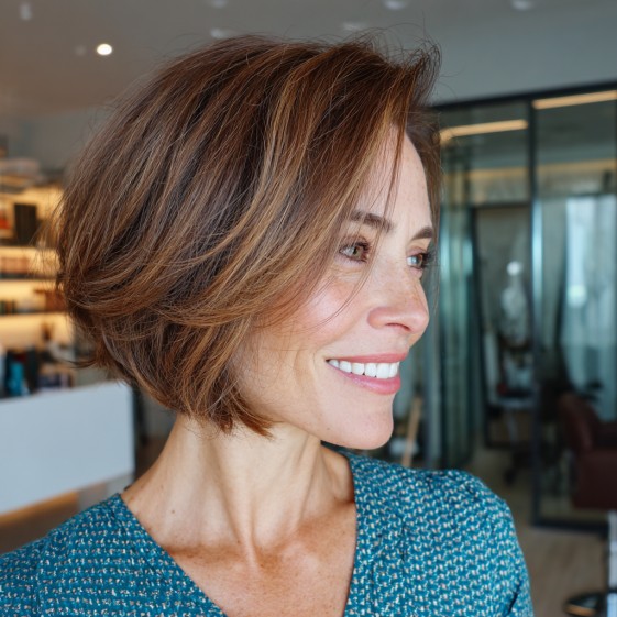 Elegant Textured Bob with Subtle Highlights