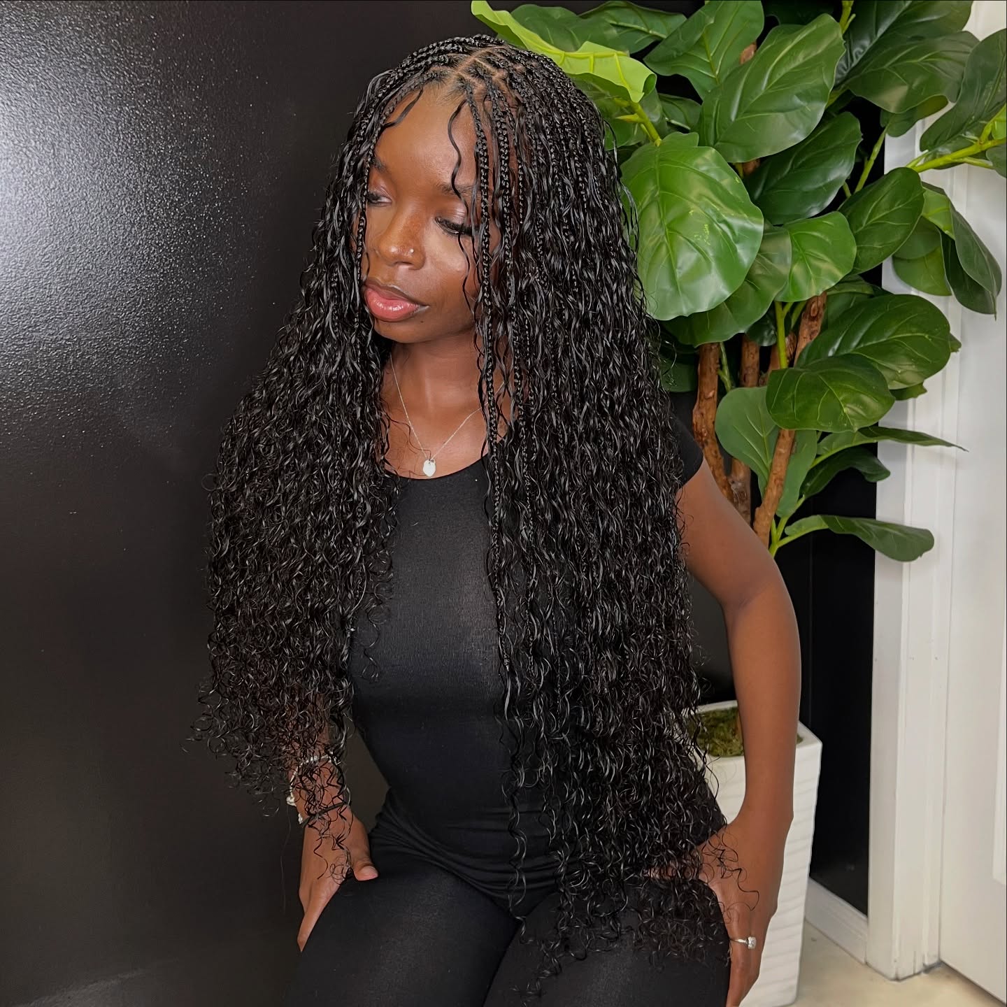 Gorgeous Long Box Braids with Defined Curls