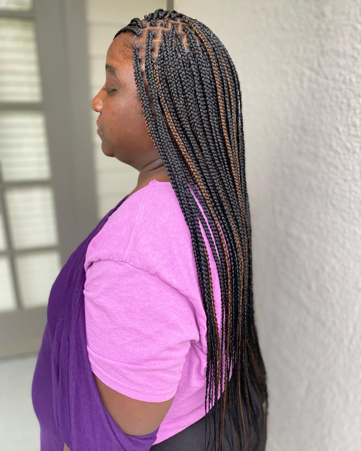 Long and Elegant Box Braids with Subtle Highlights