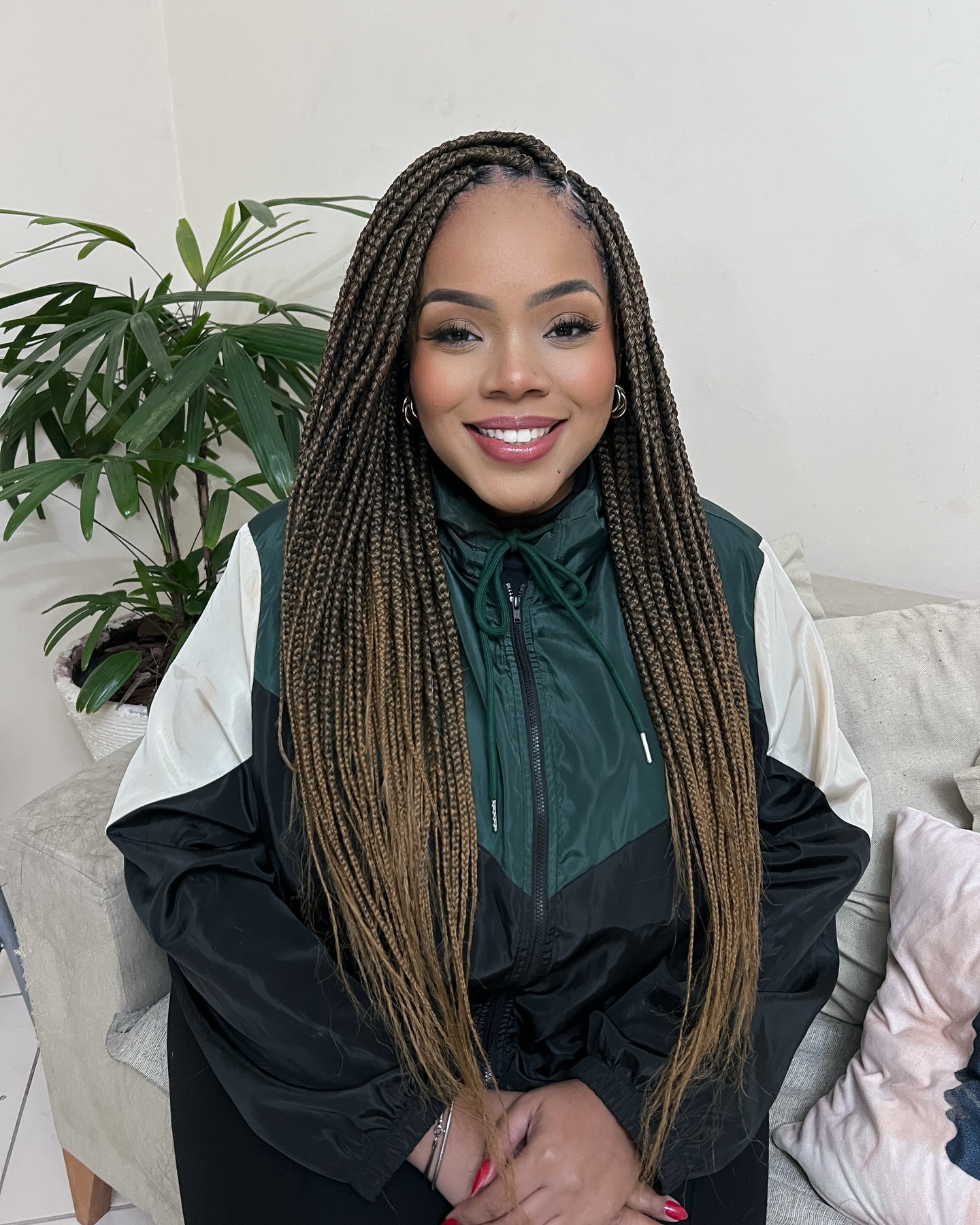 Long and Lush Box Braids with Subtle Highlights