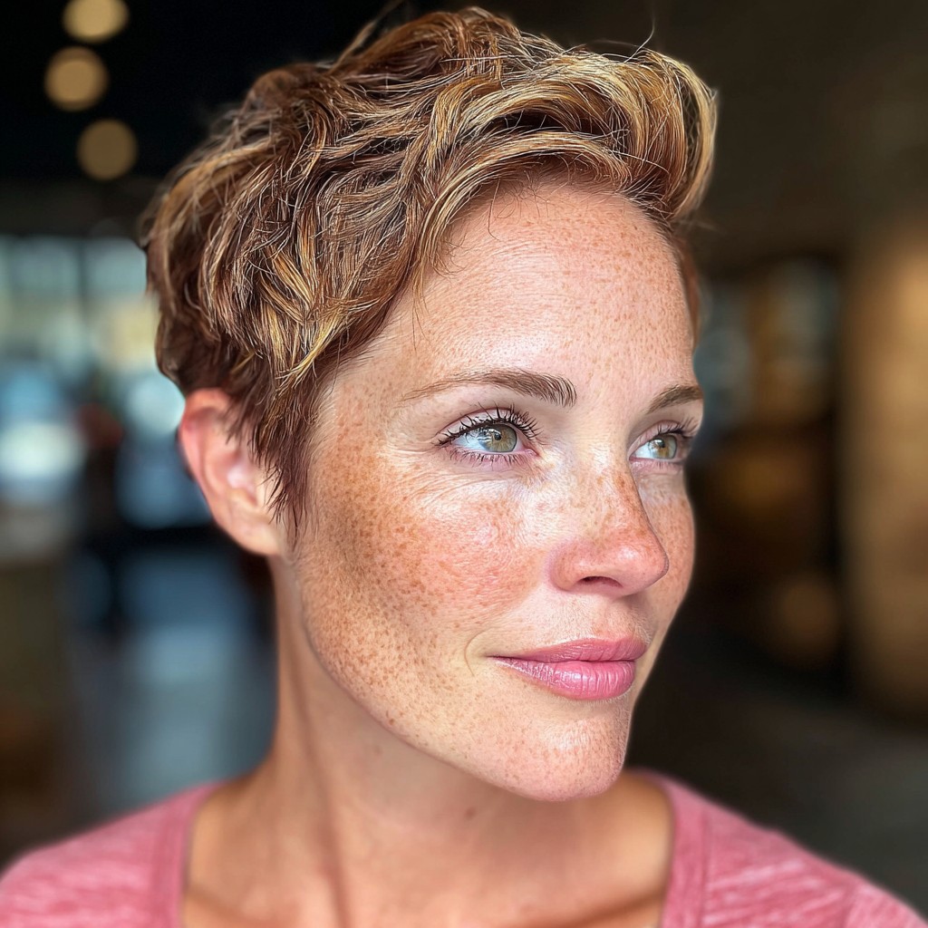 Modern Bronde Pixie with Tousled Texture