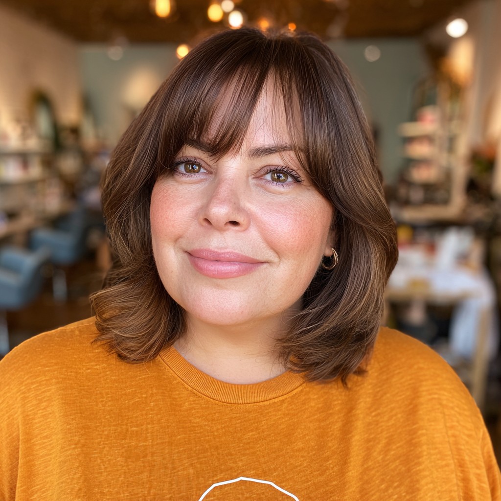 Modern Textured Lob with Soft Bangs