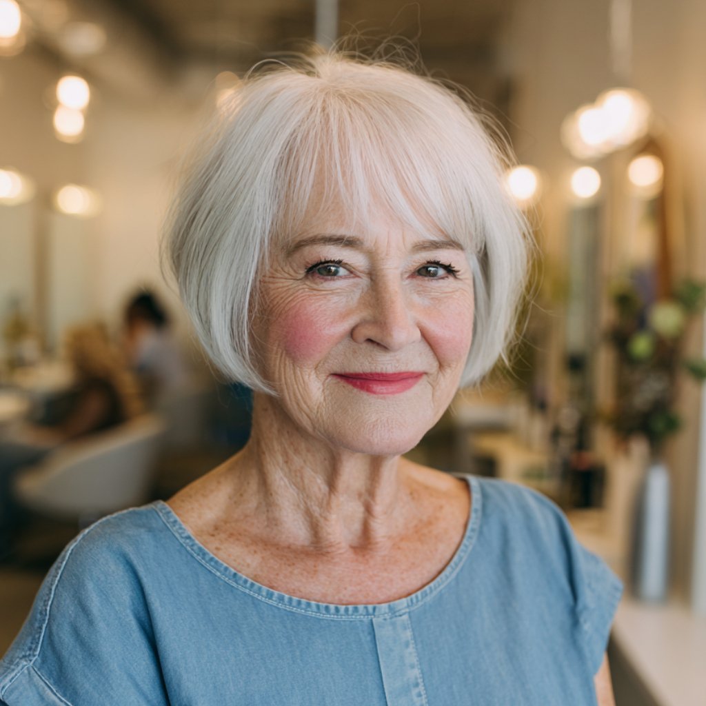 Modern Textured Silver Bob with Soft Layers