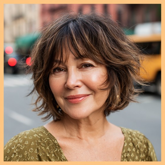 Playful Choppy Bob with Soft Fringe