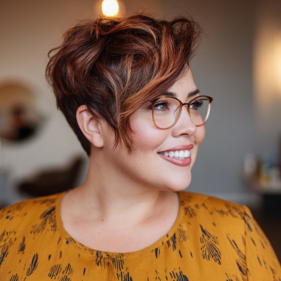 Playful Curly Pixie Cut with Subtle Highlights