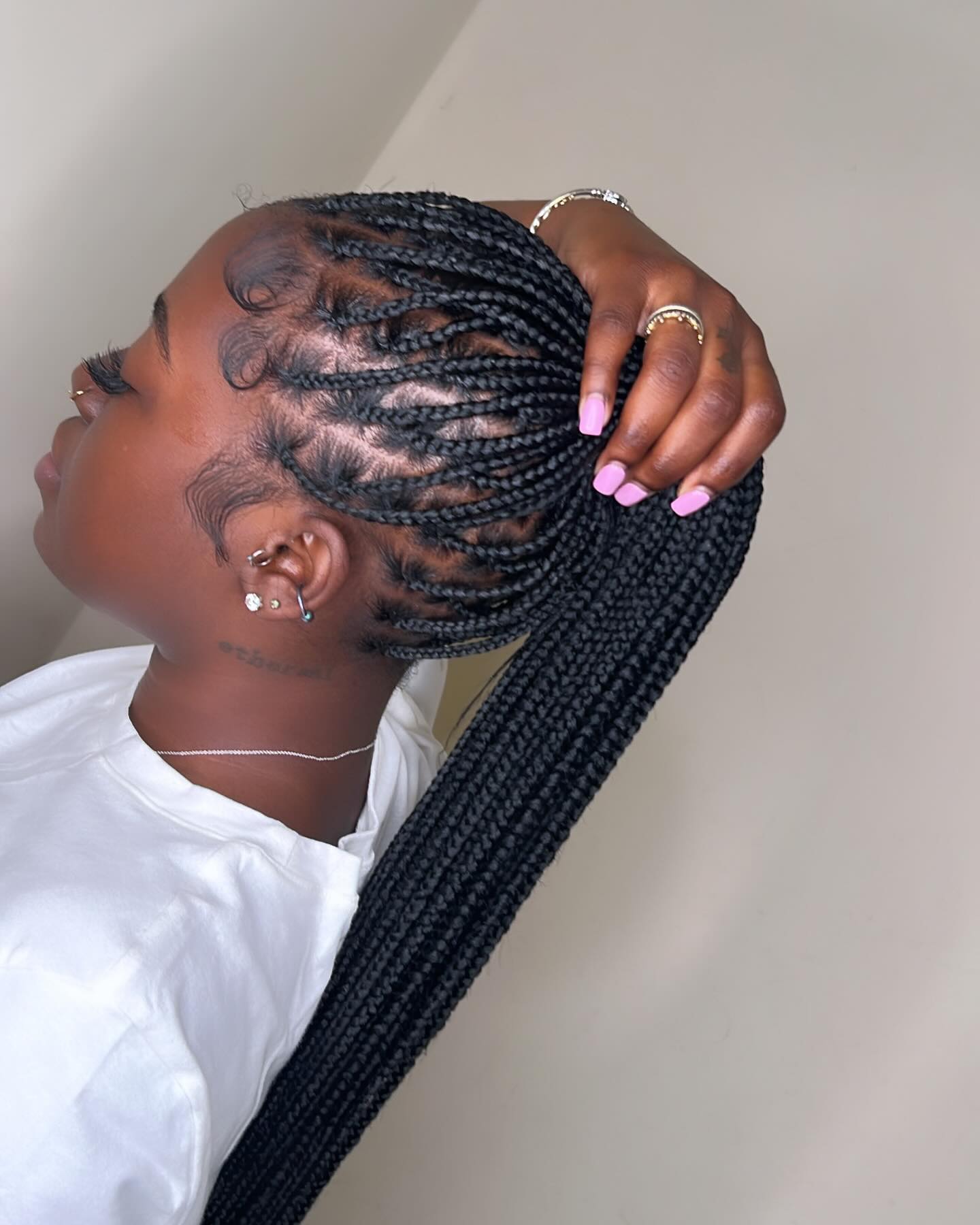 Sleek and Long Box Braids with Defined Edges