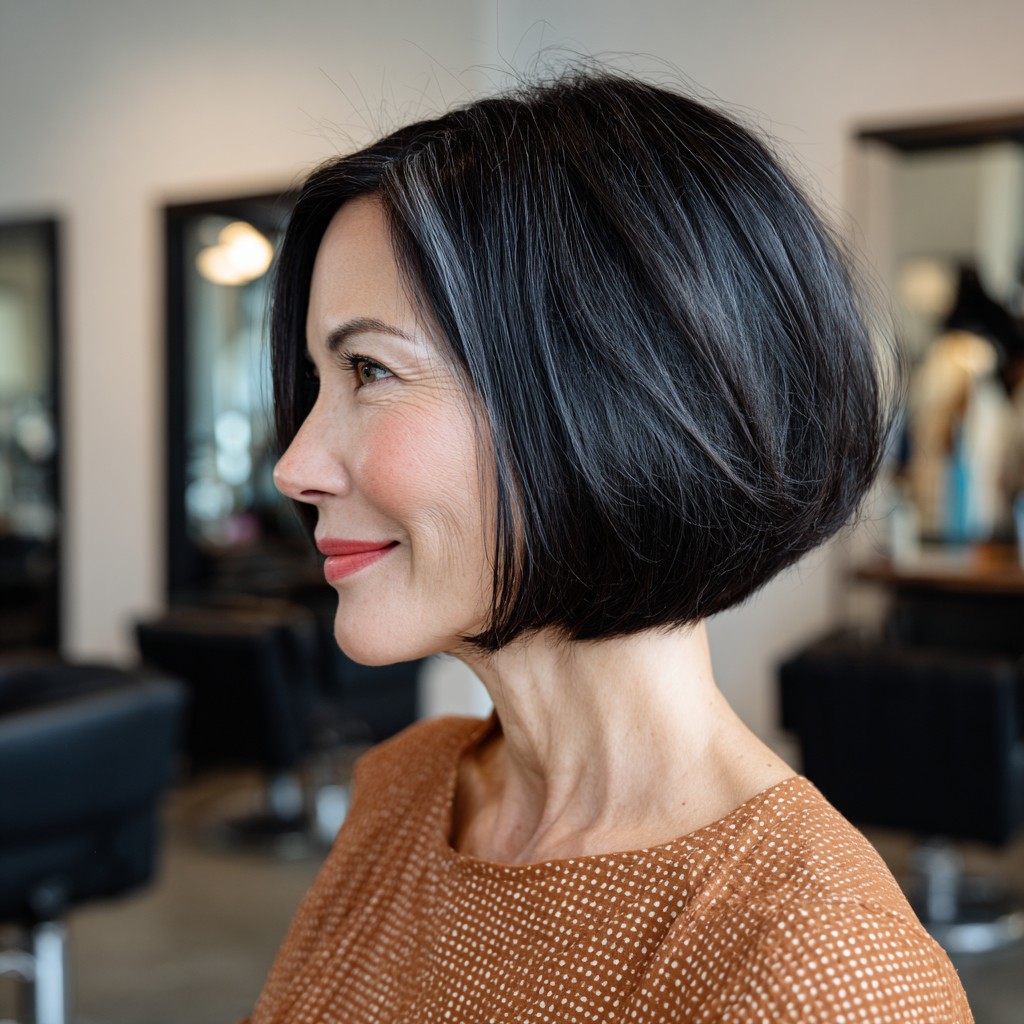 Sleek Layered Bob with Subtle Silver Highlights