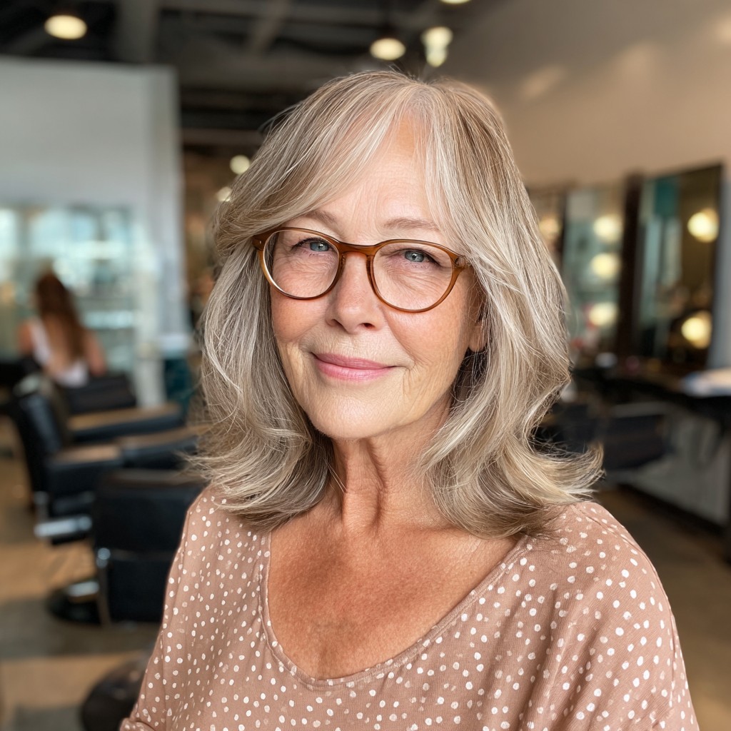 Softly Layered Ash Blonde with Face-Framing Highlights