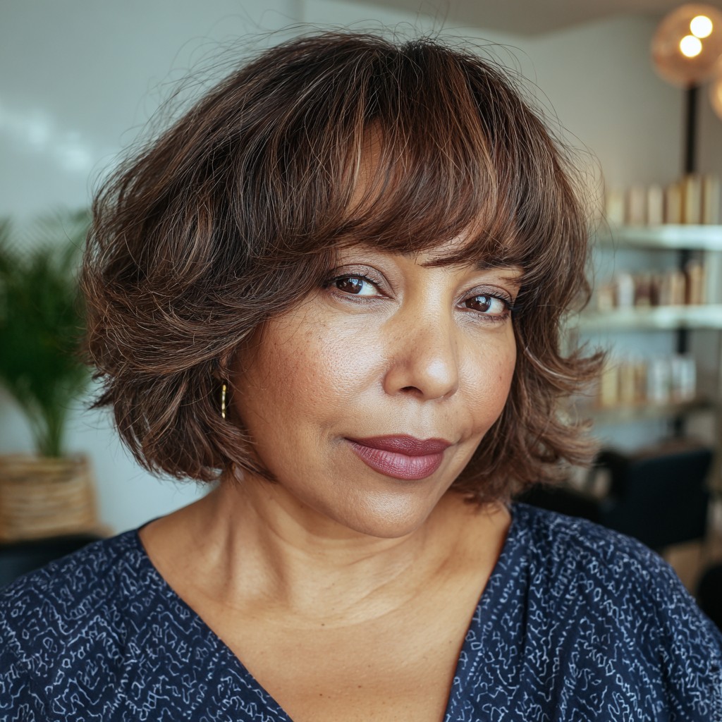 Softly Layered Bob with Gentle Face-Framing Bangs