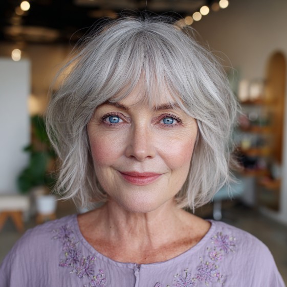 Softly Layered Choppy Bob with Curtain Bangs
