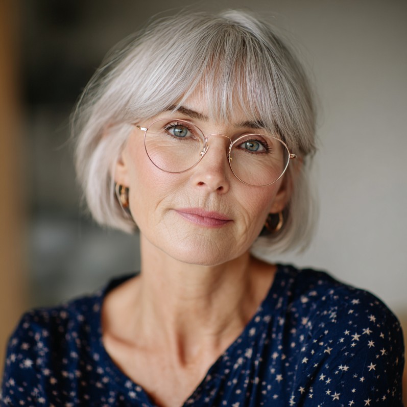 Softly Layered Jaw-Length Bob with Curtain Bangs