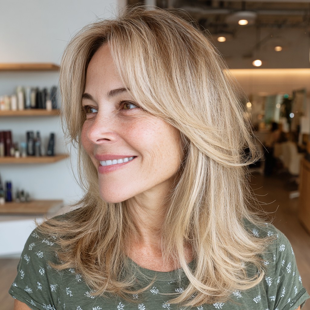 Softly Layered Mid-Length Cut with Face-Framing Highlights
