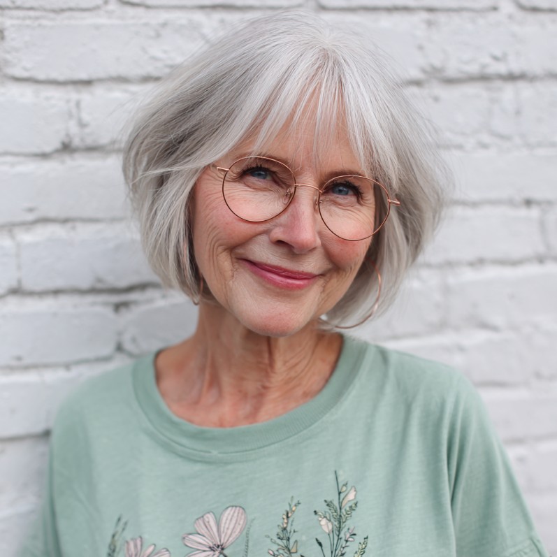 Softly Textured Jaw-Length Bob with Wispy Bangs