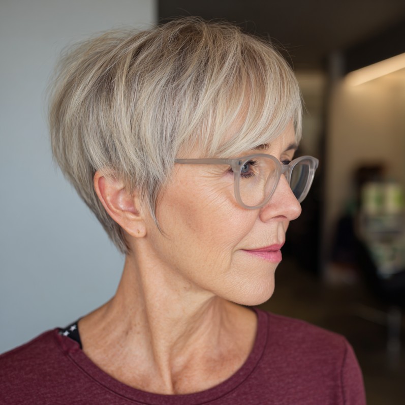 Softly Textured Pixie Cut with Subtle Highlights
