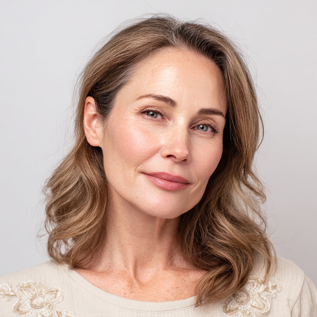 Softly Textured Shoulder-Length Waves with Subtle Highlights