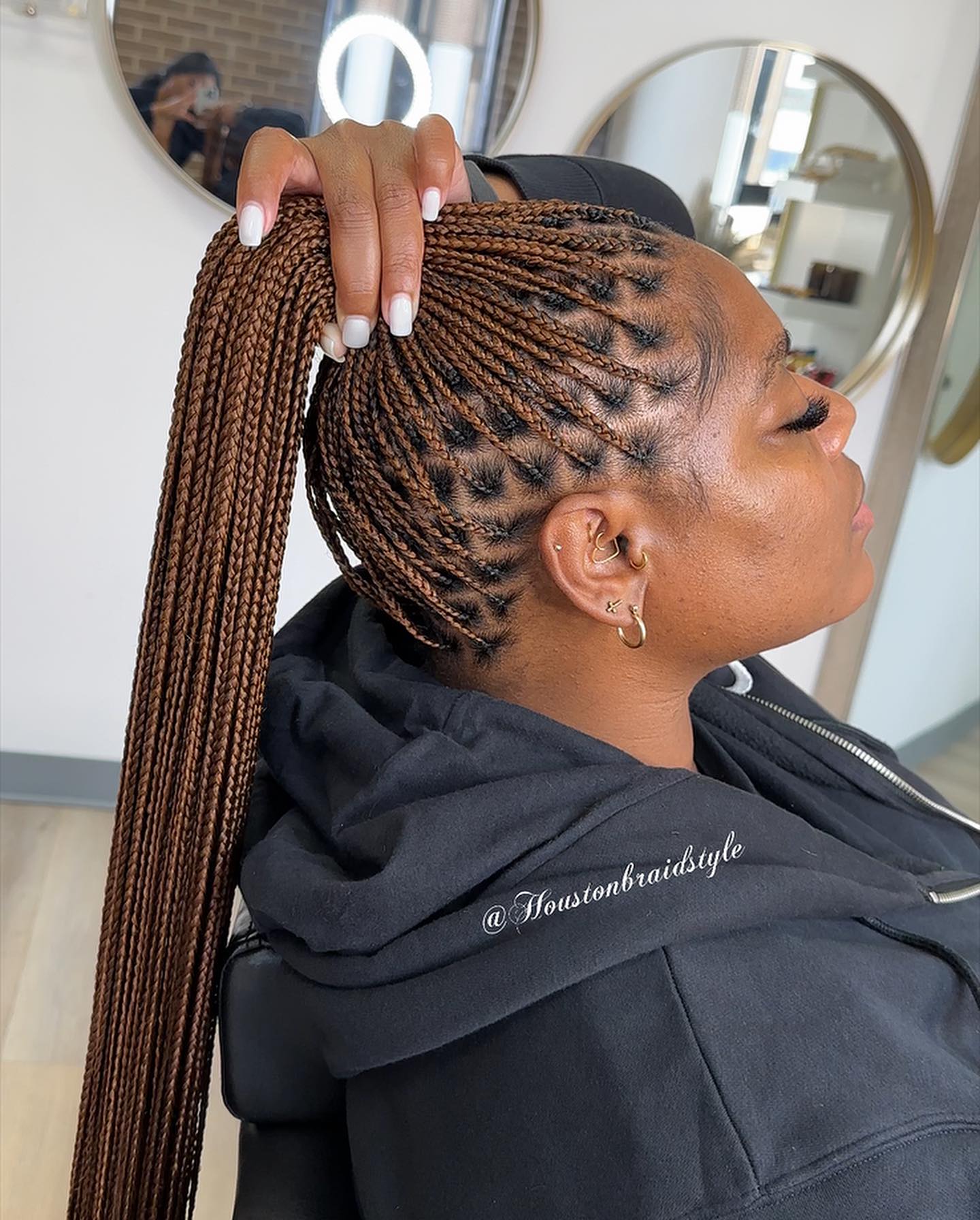 Stunning High Ponytail Box Braids with Intricate Roots