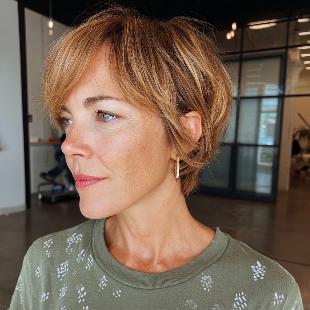 Stylish Bronde Pixie with Soft Textured Layers