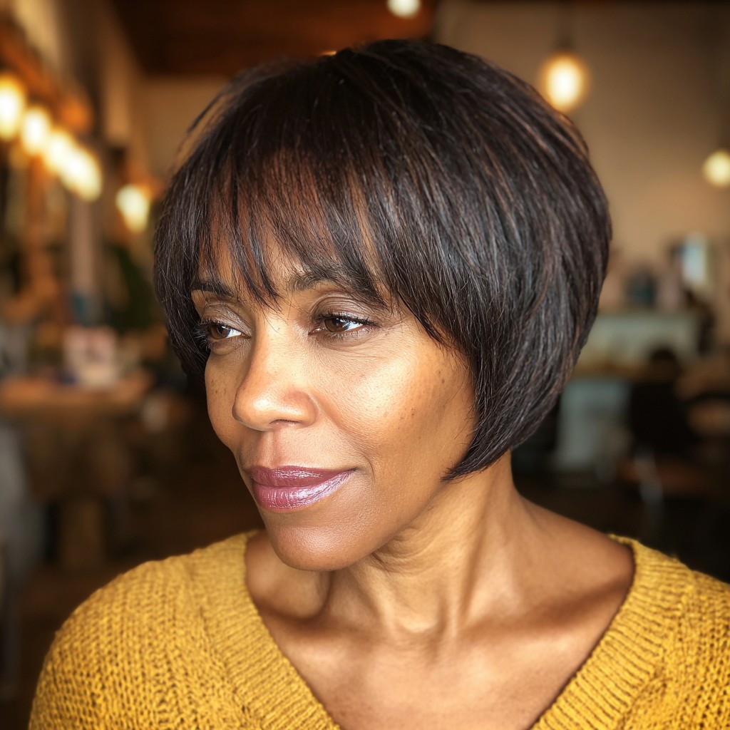 Stylish Layered Bob with Soft Bangs