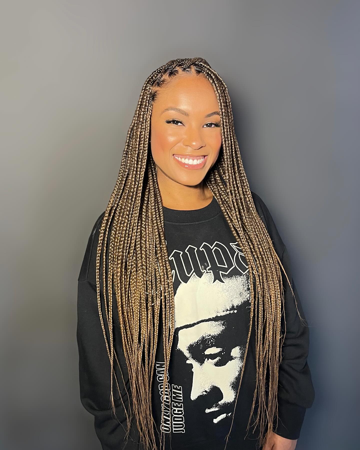Stylish Long Box Braids with Defined Roots