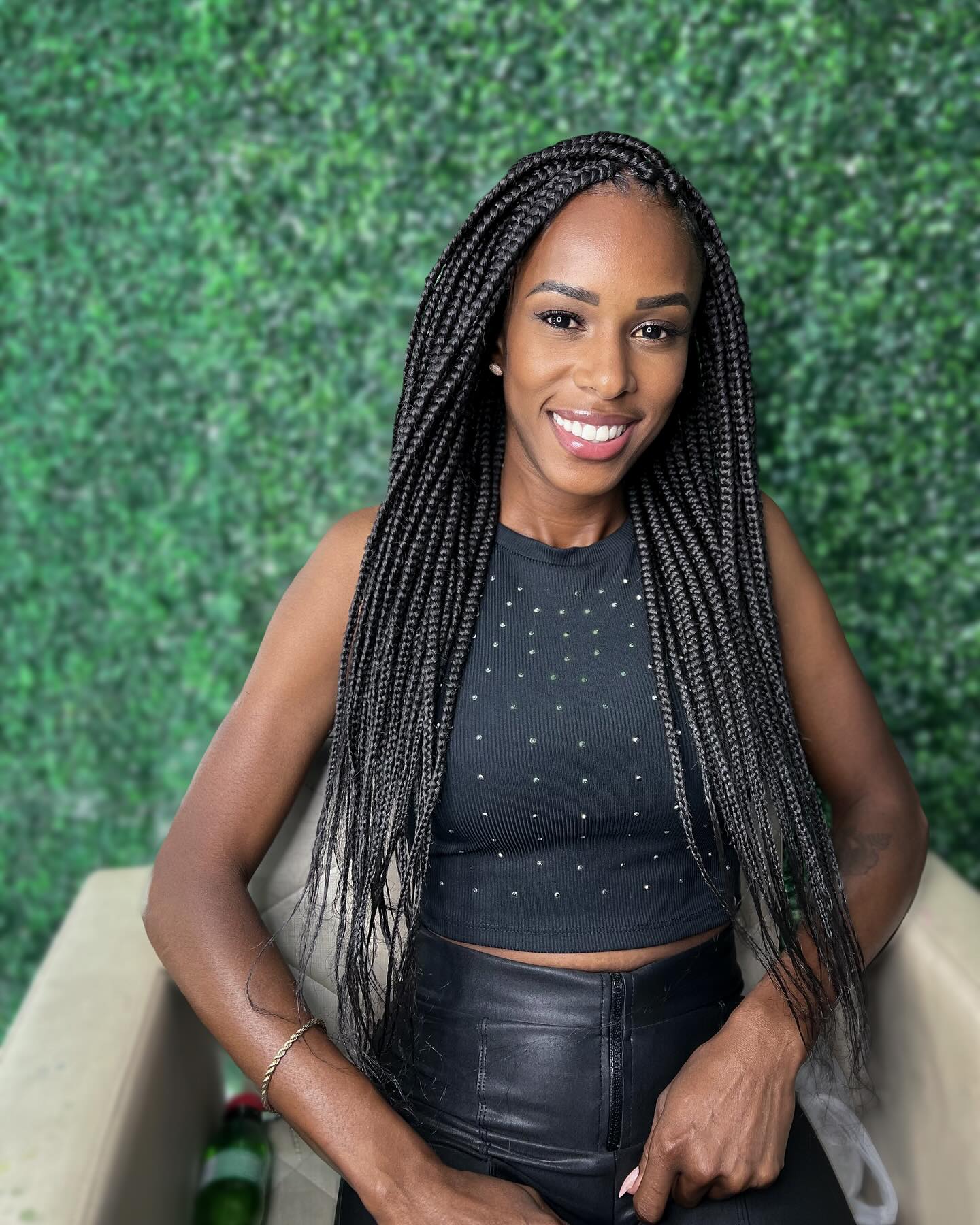 Stylish Long Box Braids with Defined Texture