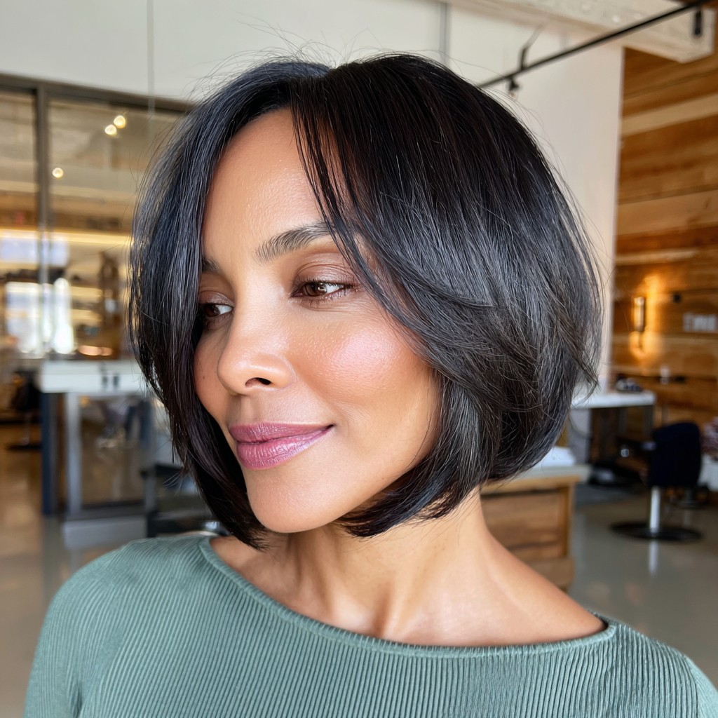 Stylish Textured Layered Bob with Subtle Face-Framing Layers