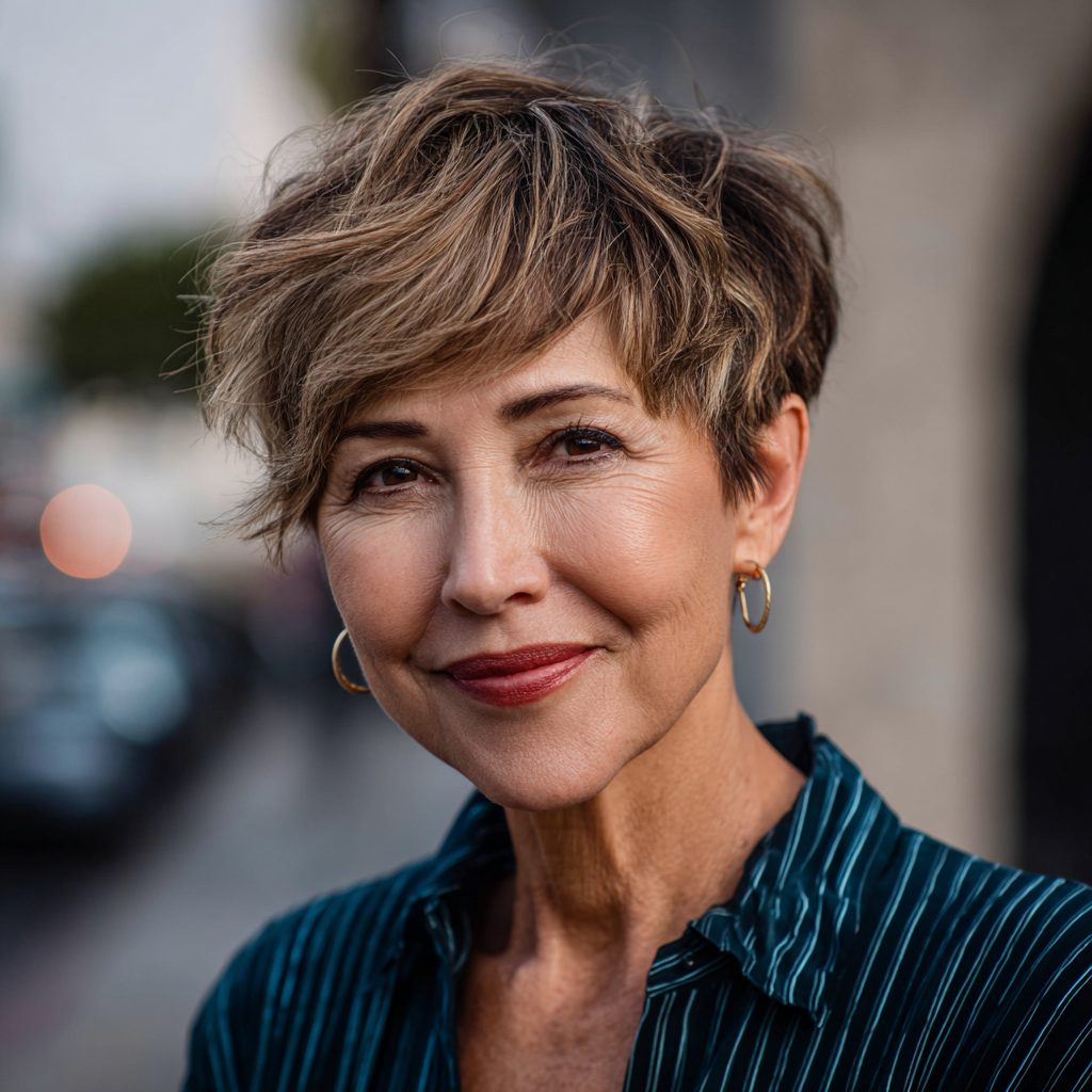 Stylish Textured Short Brown Pixie Cut