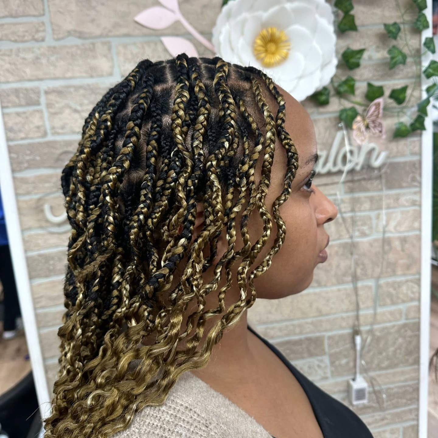 Stylish Twisted Box Braids with Playful Curls