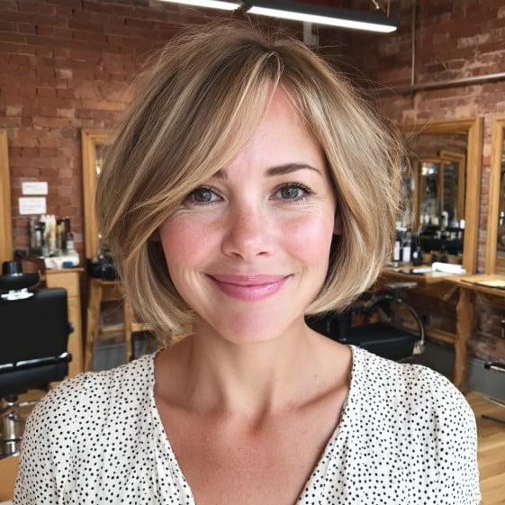 Textured A-Line Bob with Soft Bangs