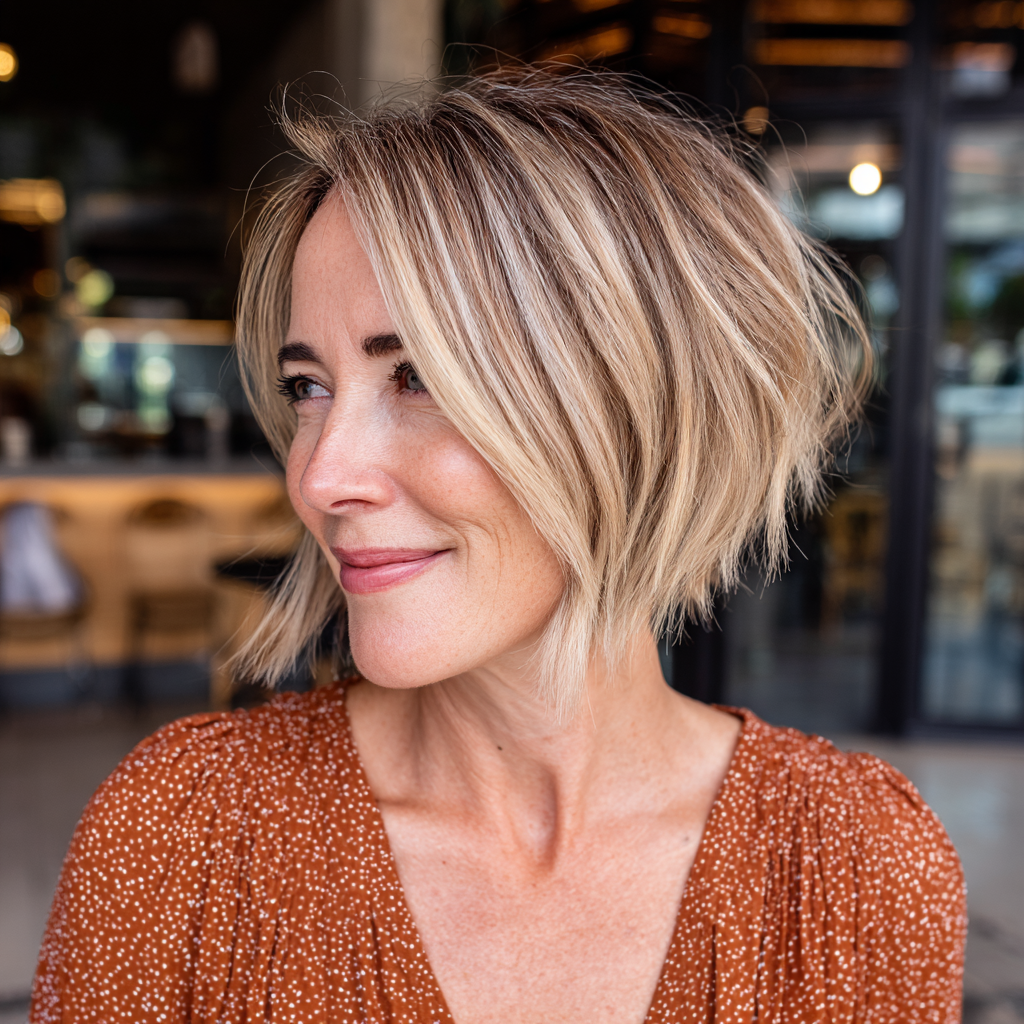 Textured Ash Blonde Bob with Subtle Waves