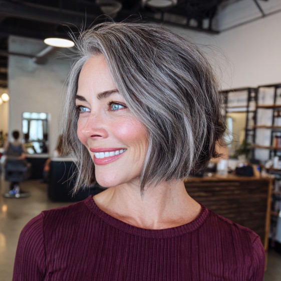 Textured Ashy Bob with Subtle Movement