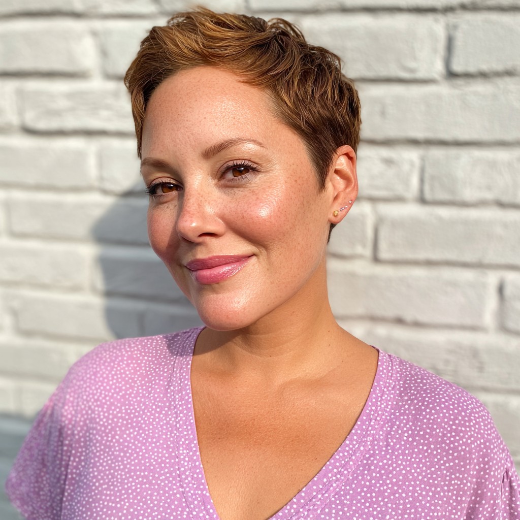 Textured Bronde Pixie Cut with Defined Edges