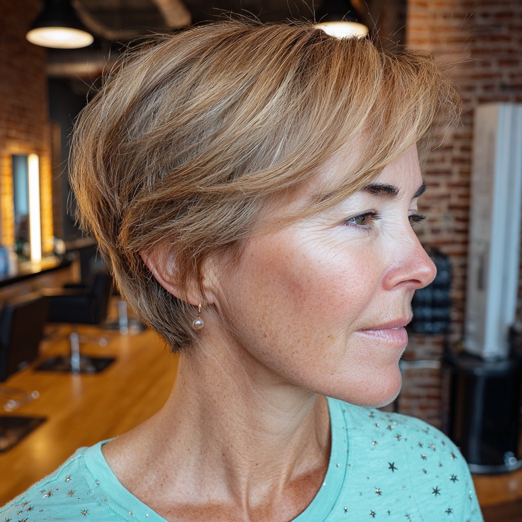 Textured Bronde Pixie with Subtle Layers