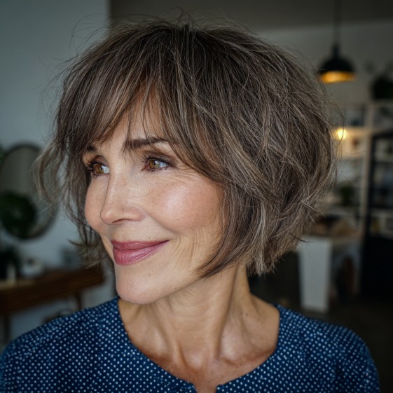 Textured Choppy Bob with Face-Framing Layers