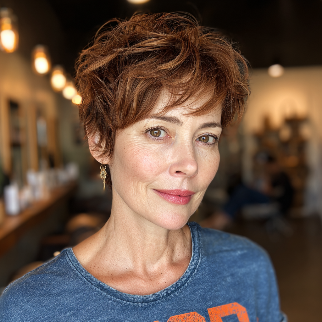 Textured Copper Pixie with Soft Waves