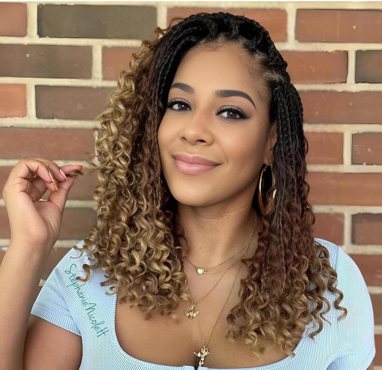 Textured Crochet Braids with Playful Curls