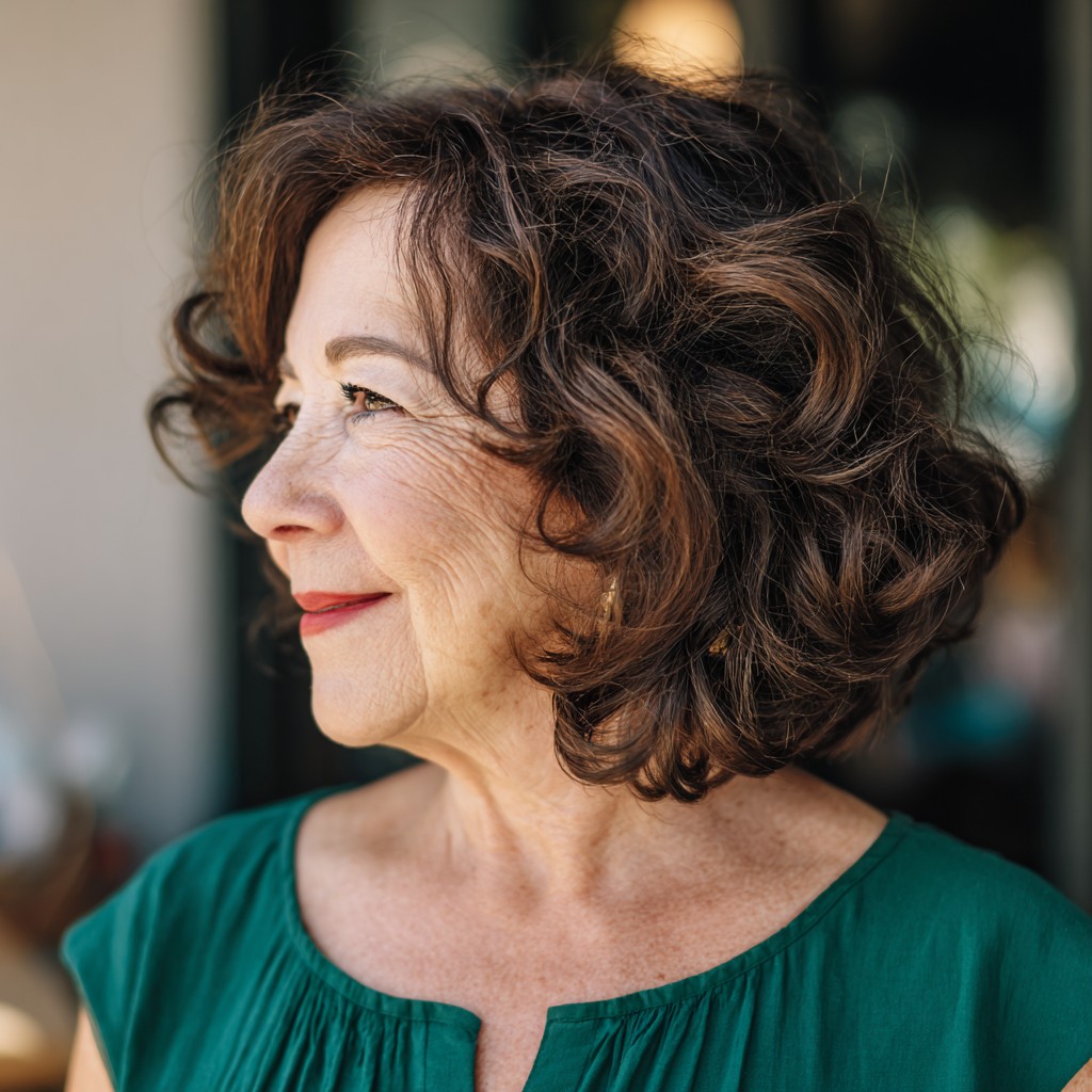 Textured Curly Bob with Soft Volume