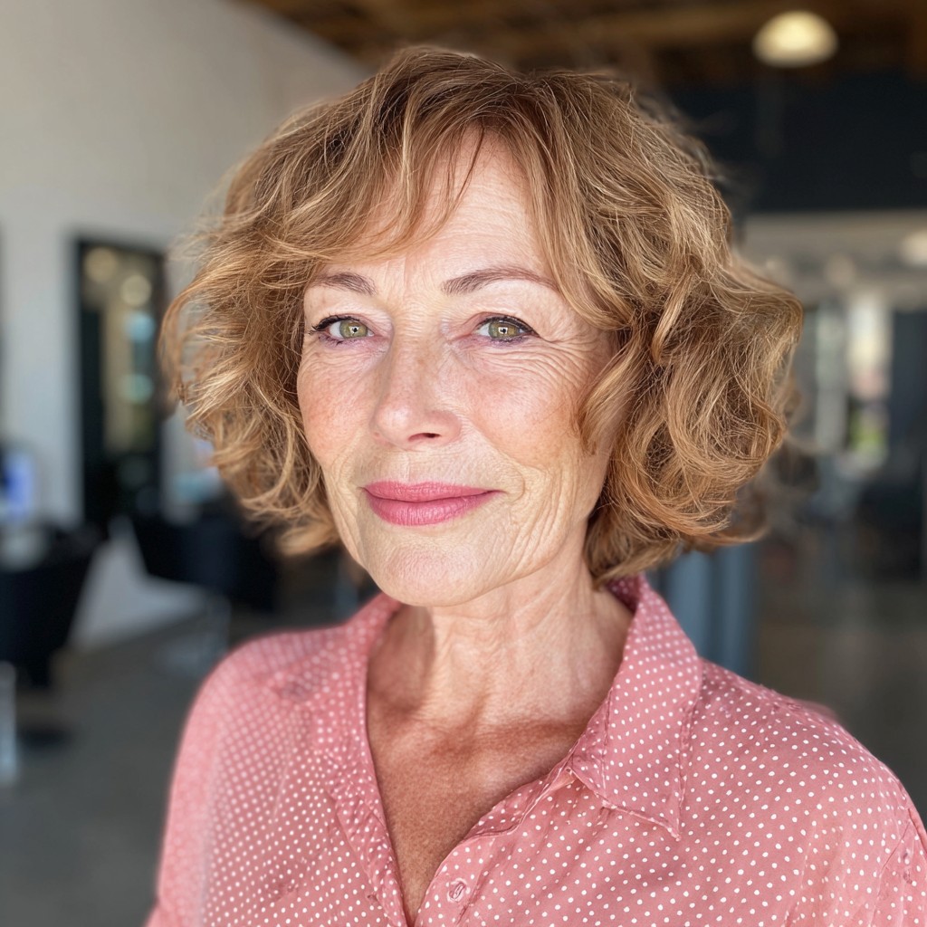 Textured Curly Bob with Warm Copper Tones