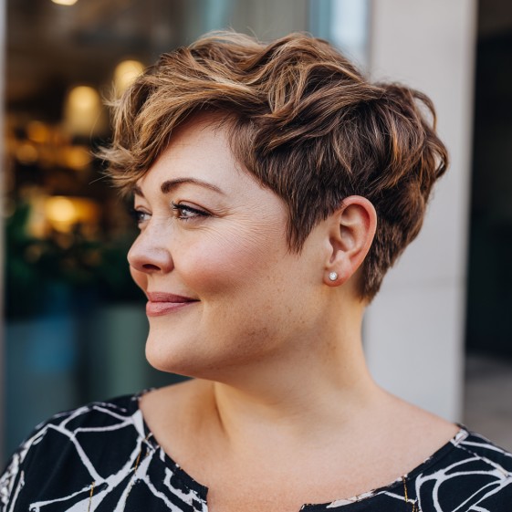 Textured Curly Pixie Cut with Soft Volume