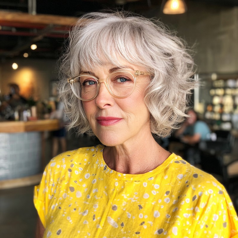 Textured Jaw-Length Curly Bob with Soft Framing Layers