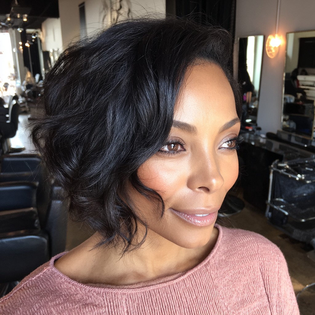Textured Layered Bob with Natural Waves