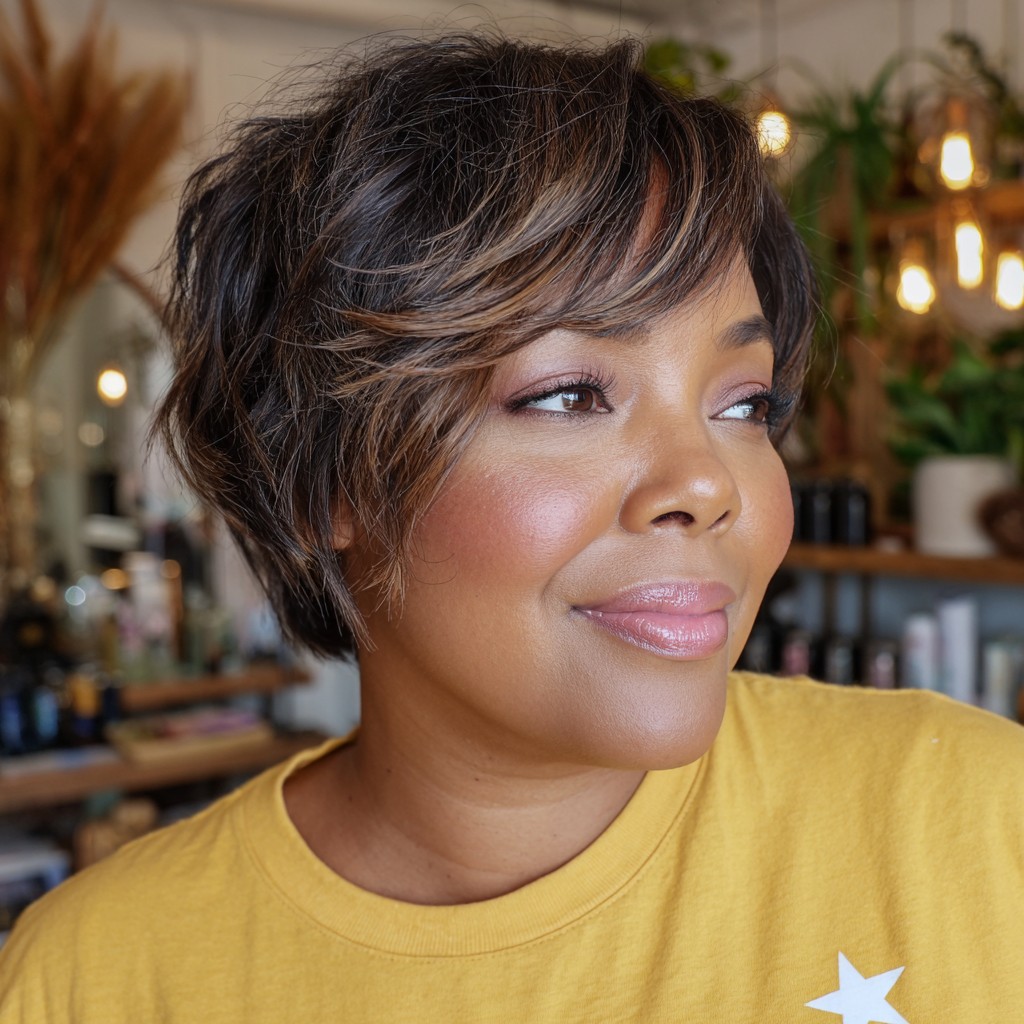 Textured Layered Bob with Subtle Highlights